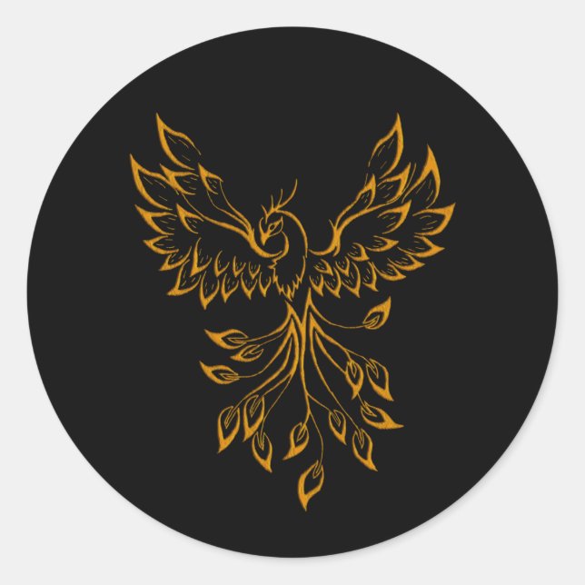 Copper Gold Phoenix steigt auf schwarz Runder Aufkleber (Vorderseite)