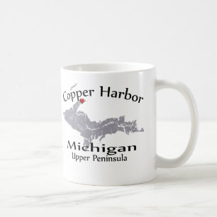 Copper Harbour Michigan Heart Heart Map Design Tas Kaffeetasse