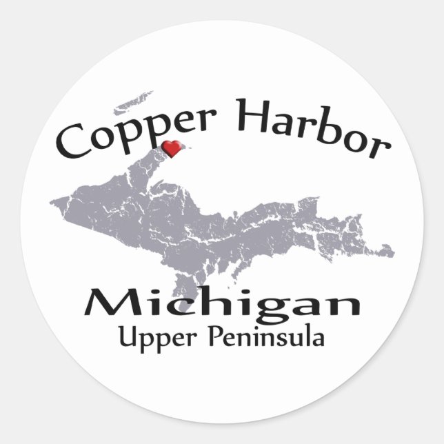 Copper Harbour Michigan Heart Heart Map Sticker (Vorderseite)