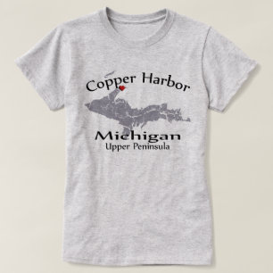 Copper Harbour Michigan Heart Map Design T - Shirt