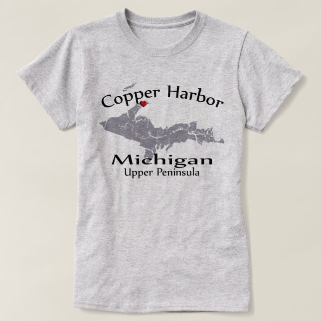Copper Harbour Michigan Heart Map Design T - Shirt (Design vorne)