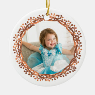 Copper-look Berry-Kranz & Frohe Weihnachtsschrift Keramikornament