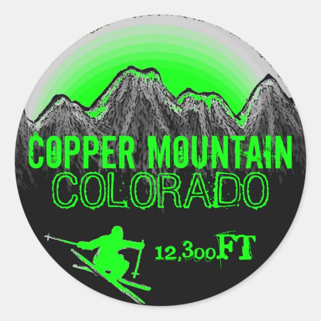 Copper Mountain Colorado Green Skikartenaufkleber Runder Aufkleber (Vorderseite)