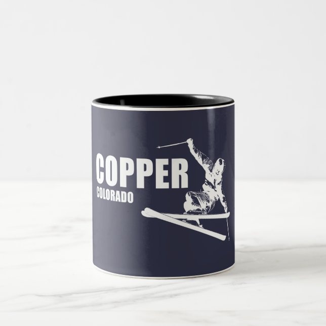 Copper Mountain Colorado Skier Zweifarbige Tasse (Mittel)