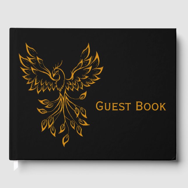 Copper Phoenix steigt auf schwarz Gästebuch (Vorderseite)