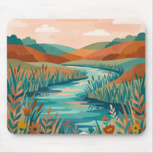 Copper & Teal Flussufer-Wiesen-Mauspad