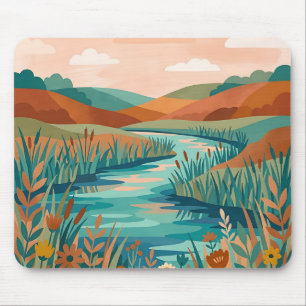 Copper & Teal Flussufer-Wiesen-Mauspad Mousepad