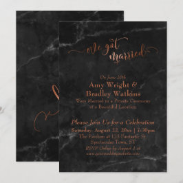 Copper We Got Married Script on Black Marble Einladung