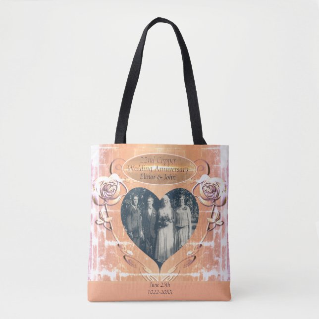 Copper Wedding Rose Foto Tasche (Vorderseite)