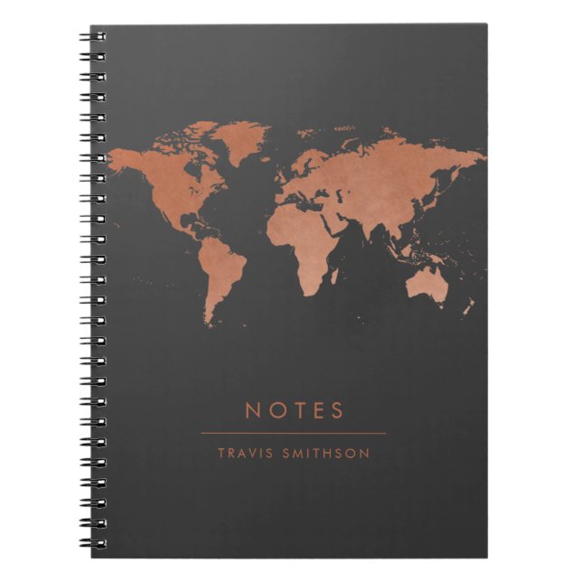 Copper World Map Travel Lover Notizblock (Vorderseite)