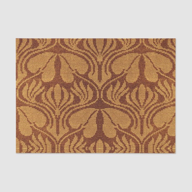 Coptic embroidery pattern  - Orange leaves Seidenpapier (Vorderseite)