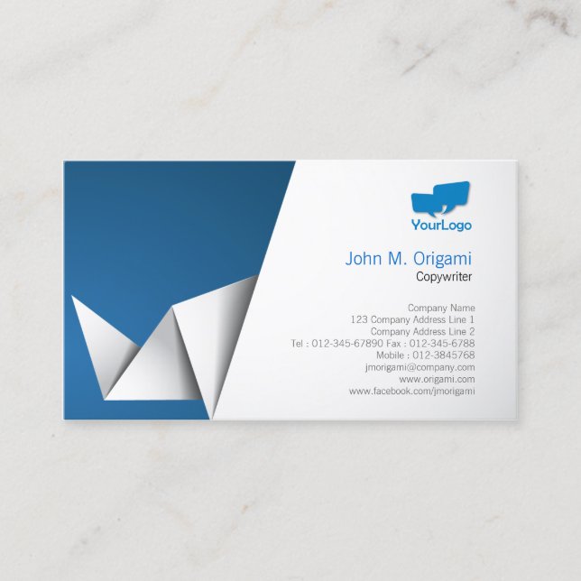 Copywriter Business Card Origami Falten Visitenkarte (Vorderseite)