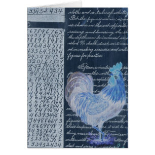 Coq Bleu Avec Papier Vintage