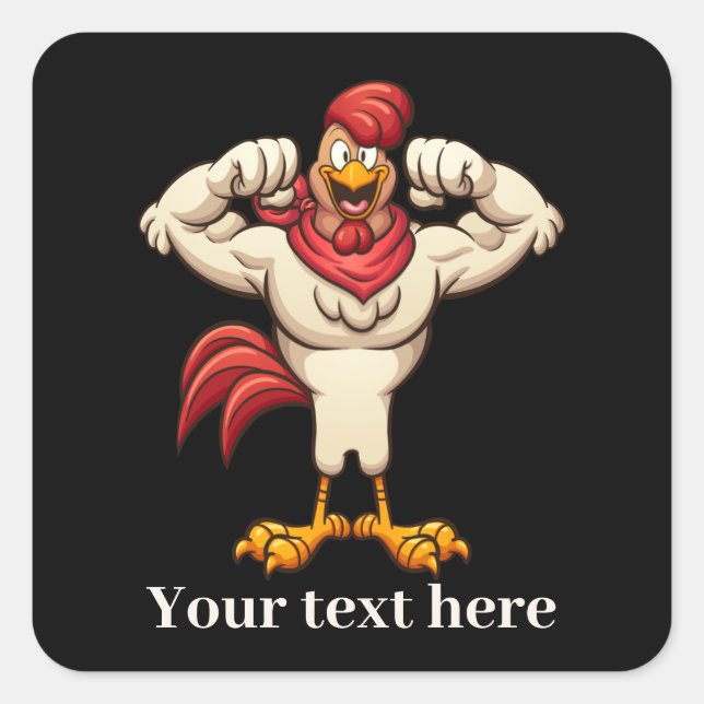 Coq cuisine mignonne ajouter Carré texte Sticker (Devant)