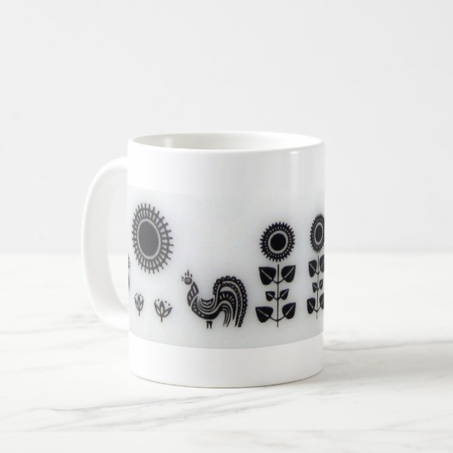 Coq de style campagnard et tasse mignons de (Devant gauche)