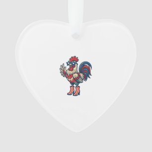 Coq Patriotique en Talons Hauts Chemise Gravure Vi