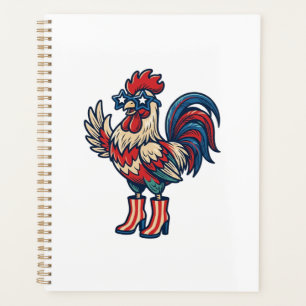 Coq Patriotique en Talons Hauts Chemise Gravure Vi