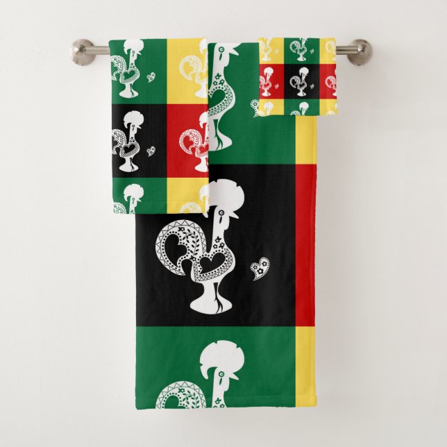 Coq portugais de Barcelos coloré motif (En situation)