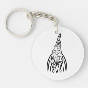 Coq tribal noir et blanc