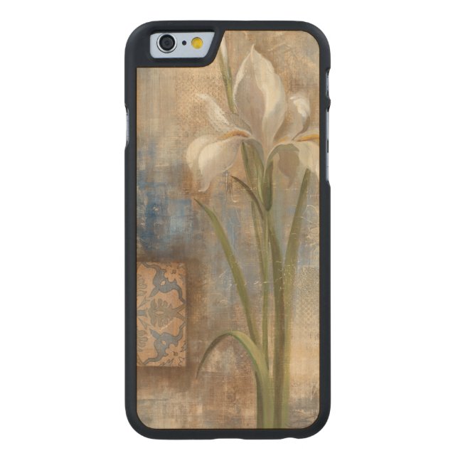 Coque Carved En Bois Pour iPhone Iris et tuile (Dos)