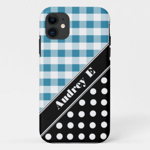 Coque Case-Mate Pour iPhone Blue En vichy Black Polka Dot iPhone 5 Coque