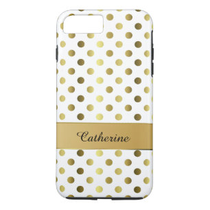 Coque Case-Mate Pour iPhone Chic Gold & White Polka Dot iPhone 7 Plus coque