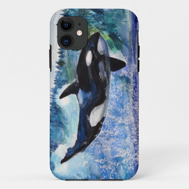 Coque Case-Mate Pour iPhone Coque iphone d'aquarelle de faune d'orque (Dos)