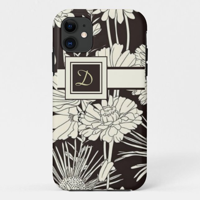 Coque Case-Mate Pour iPhone Coque iphone floral Monogramme moderne (Dos)