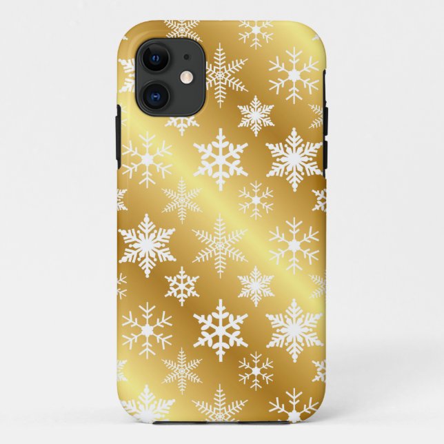 Coque Case-Mate Pour iPhone Élégant coque iphone de neige dorée (Dos)
