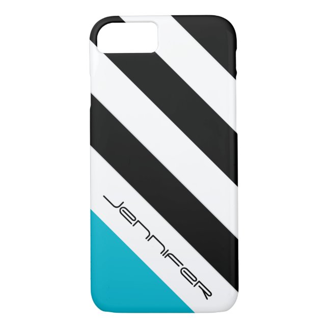 Coque Case-Mate Pour iPhone iPhone 7 Coque noir, blanc, bleu, bande moderne (Dos)
