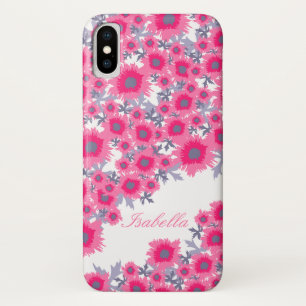 Coque Case-Mate Pour iPhone Joli pavot rose blanc damassé nom coque iphone