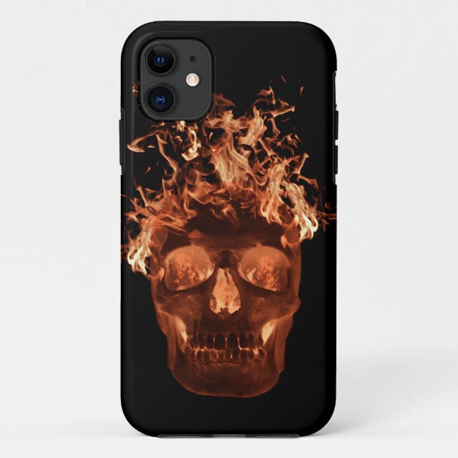 Coque Case-Mate Pour iPhone Orange Flame Skull iPhone 5G Coque (Dos)