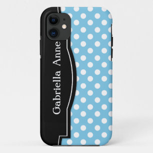 Coque Case-Mate Pour iPhone Polka bleu clair point noir cadre iPhone 5 coque
