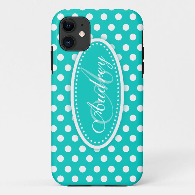 Coque Case-Mate Pour iPhone Polka dot nommé turquoise aqua coque iphone (Dos)