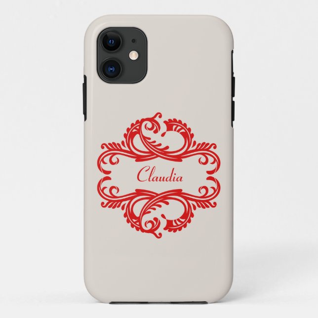 Coque Case-Mate Pour iPhone Red Chic Damask BT iPhone 5 Coque (Dos)