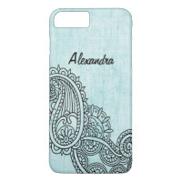 Turquoise Mehndi Motif iPhone 7 Plus Coque
