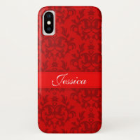 Votre nom damask rouge coque iphone