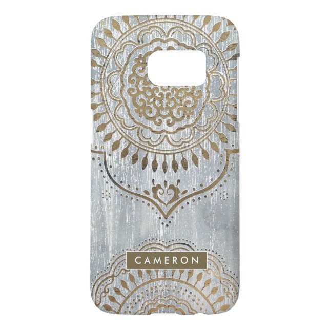Coque Case-Mate Pour Samsung Galaxy Ajoutez votre nom | Mandala Gold Design (Dos)