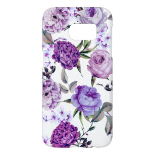 Coque Samsung Galaxy S7 Fleurs pourpres lilas violettes Girly élégantes