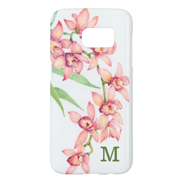 Coque Case-Mate Pour Samsung Galaxy Monogramme | Aquarelle Fleurs roses (Dos)
