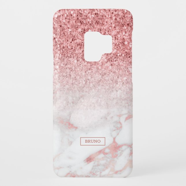 Coque Case-Mate Pour Samsung Galaxy Parties scintillant rose-or moderne et ombre de ma (Dos)