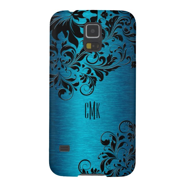 Coque Case-Mate Pour Samsung Galaxy Turquoise Métallique Avec Flou Noir (Dos)