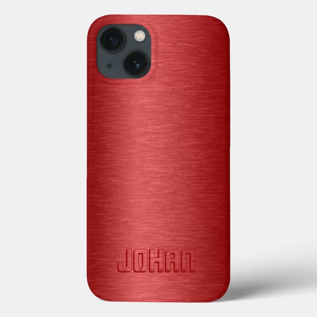 Coque d'apparence en aluminium brossé rouge métall (Verso)