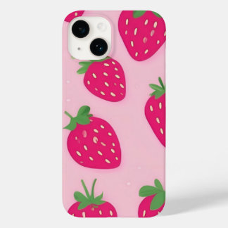 Coque de fraise rose iPhone 14