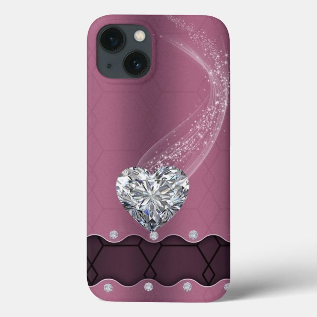 Coque de iPhone Case-Mate Rose et Diamant (Verso)