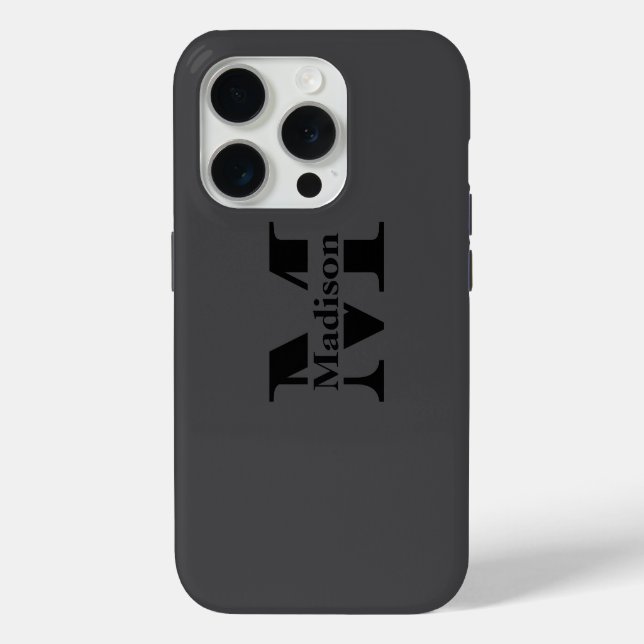 Coque de monogramme noir minimal moderne (Verso)