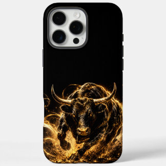 Coque de Téléphone Taureau de Feu Noir&Or Mystique