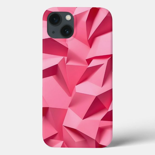 Coque d'iPhone géométrique rose avec texture 3D (Verso)