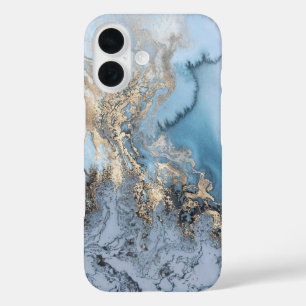 Coque en marbre bleu clair et or pour iPhone 6/6 s