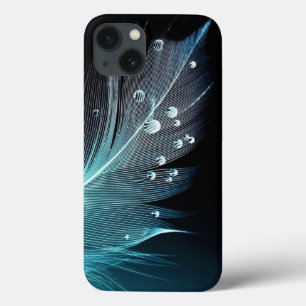 Coque en plumes bleues-coque iphone